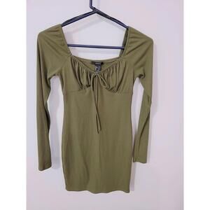 Forever 21 Olive Green Ribbed Long Sleeve Dress